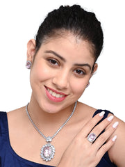 Necklace Set for Women | Beaded Necklace | Women Necklace Set | Pearl Long Necklace | Long Necklace for Women | Stylish Necklace for Women | Jewellery Set for Women with Earrings and Finger Rings (PINK) - DZOIR