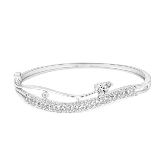 Stylish Silver-Plated Bangle with White Crystal Accents – Women’s Jewellery - BELARIC