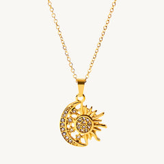 Sun & Moon Pendant Necklace for Women & Girls - DZOIR