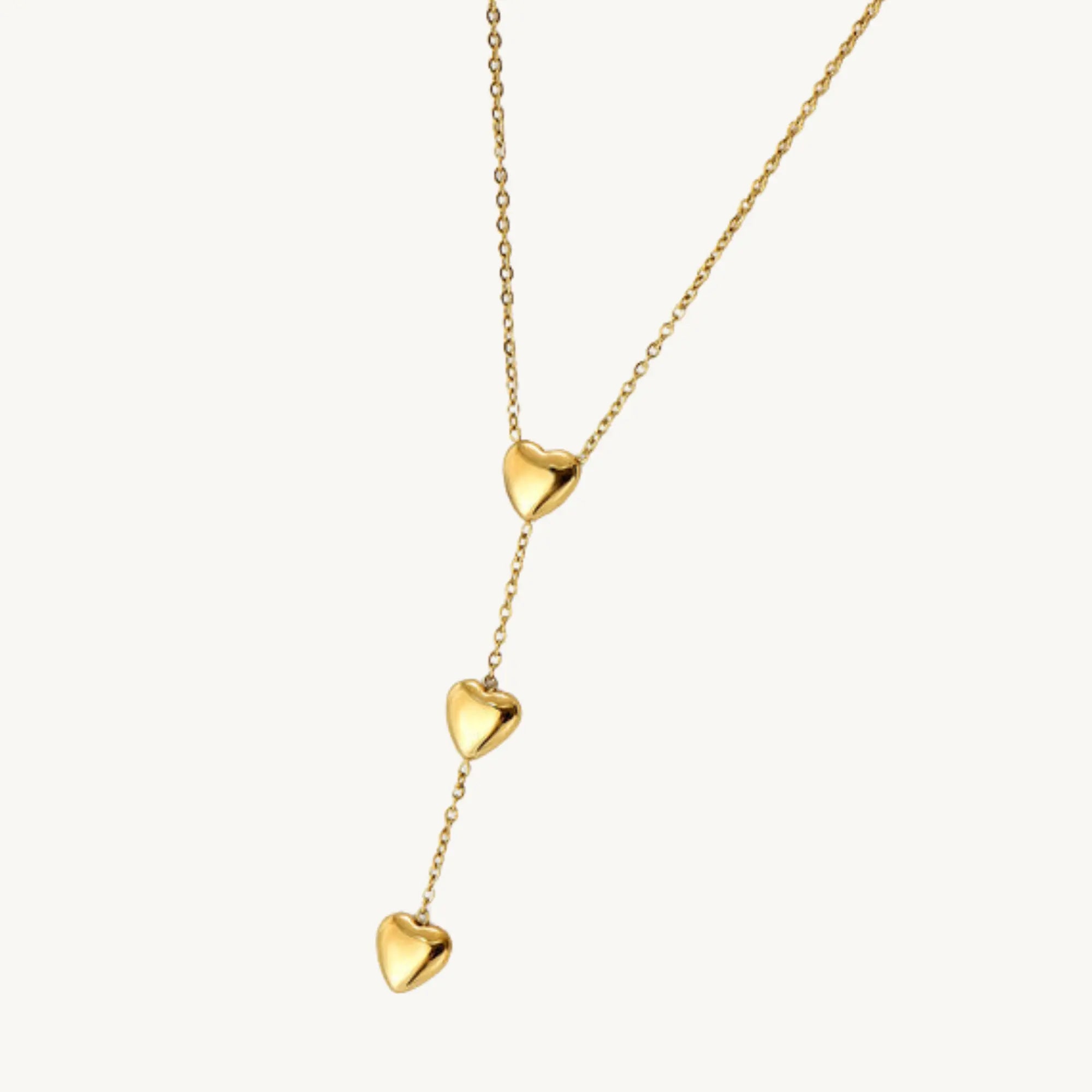 Triple Heart Gold Necklace for Women | Dainty Love-Inspired Layered Pendant - DZOIR