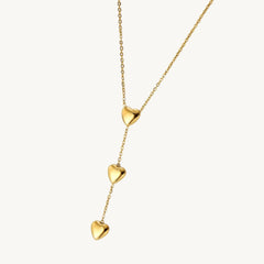 Triple Heart Gold Necklace for Women | Dainty Love-Inspired Layered Pendant - DZOIR