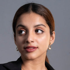 Gold Teardrop Pearl Earrings | Elegant Drop Earrings for Women with Minimal Design - DZOIR