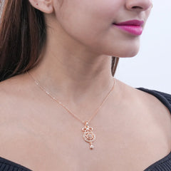 Gold Bow Pendant CZ Accents Necklace | Dainty Designer Jewelry for Women - DZOIR