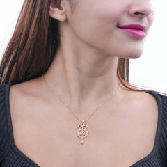 Gold Bow Pendant CZ Accents Necklace | Dainty Designer Jewelry for Women - DZOIR