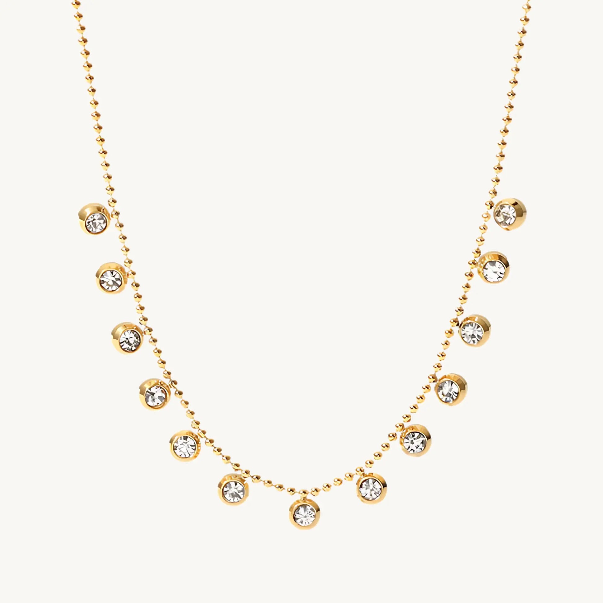 Elegant Gold-Plated Crystal Drop Necklace – Dainty & Sparkling Jewellery for Women - DZOIR