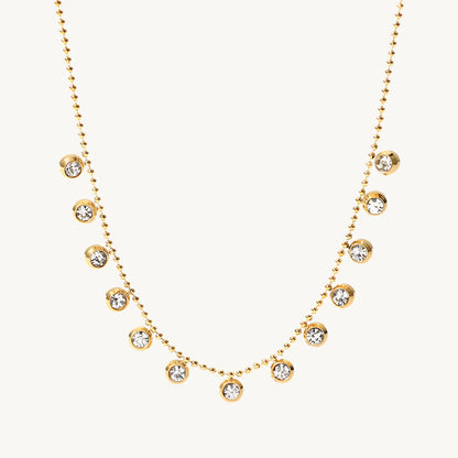 Elegant Gold-Plated Crystal Drop Necklace – Dainty & Sparkling Jewellery for Women - DZOIR