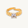 Gold Chain Link CZ Ring