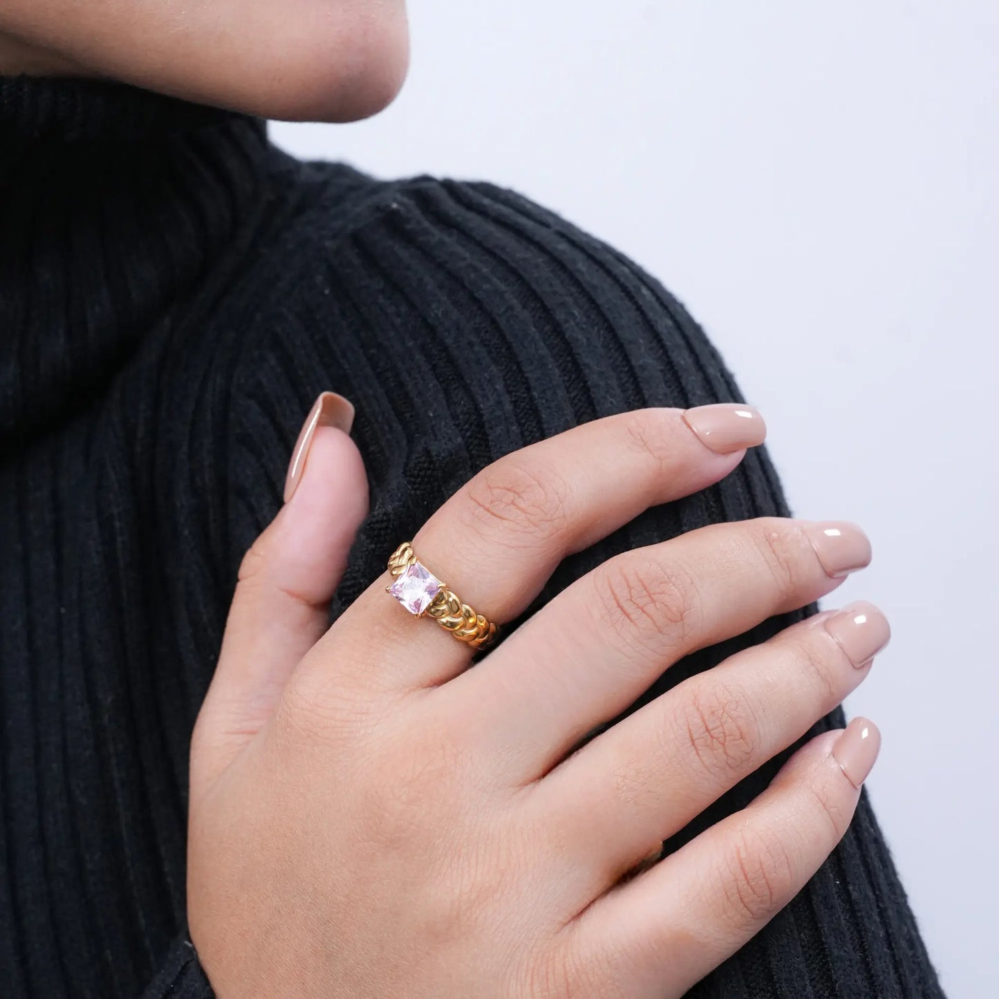 Gold Chain Link CZ Ring - BELARIC