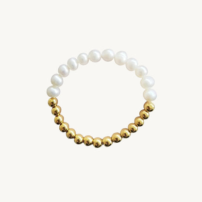 Gold Pearl Beaded Bracelet - BELARIC