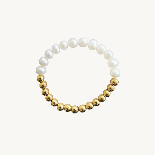 Gold Pearl Beaded Bracelet - BELARIC