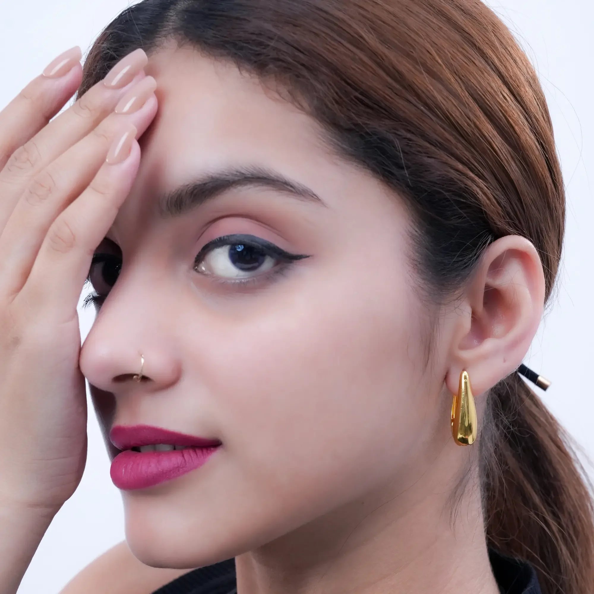 Elegant Gold Stud Earrings for Women | Korean Inspired Minimalist Design, Timeless & Chic Jewellery for Everyday Wear - DZOIR