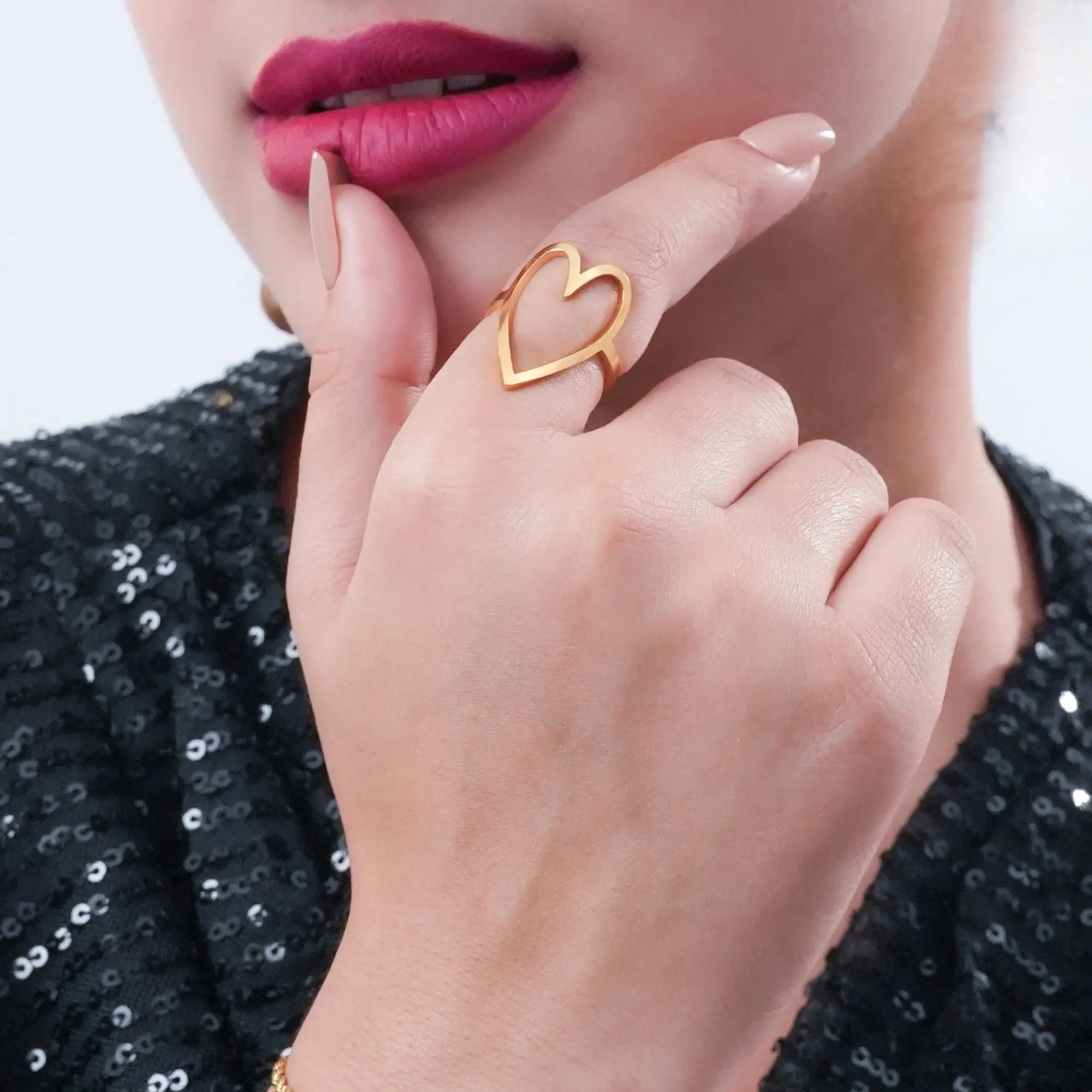 Minimalist Open Heart Ring for Women – Adjustable Gold-Plated Dainty Jewelry for Everyday Wear & Gifting - DZOIR
