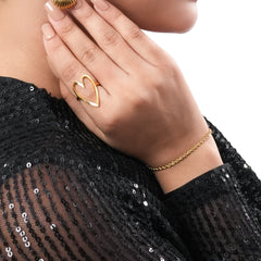 Minimalist Open Heart Ring for Women – Adjustable Gold-Plated Dainty Jewelry for Everyday Wear & Gifting - DZOIR