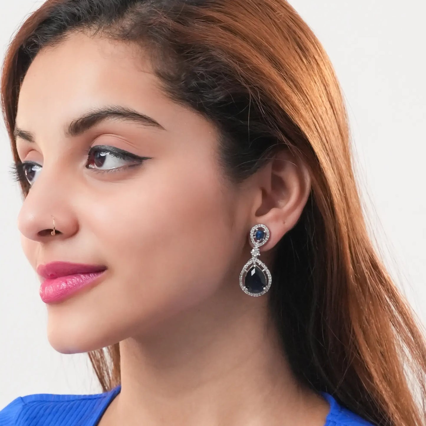 Blue Diamond Drop Earrings - BELARIC