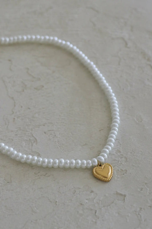 Freshwater Pearl Necklace with Gold Heart Pendant – Elegant, Handmade Jewelry - BELARIC