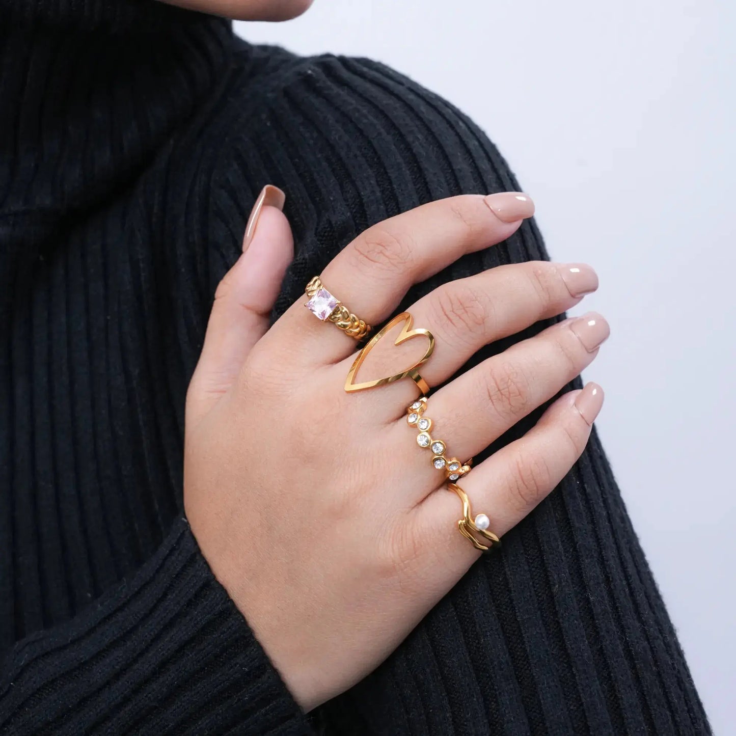 Gold Chain Link CZ Ring - BELARIC