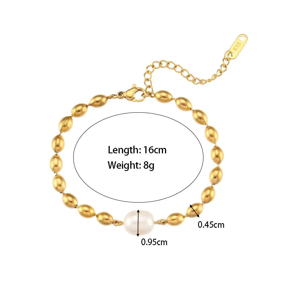 Pearl Charm Gold-Plated Bead Bracelet – Elegant & Chic Style - BELARIC