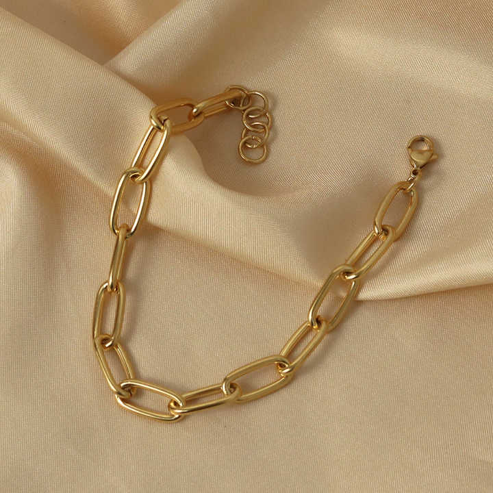 Trendy Gold-Plated Paperclip Chain Bracelet – Minimalist Link Jewelry for Women & Men - BELARIC