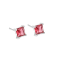 Princess Red Stone Stud Earrings