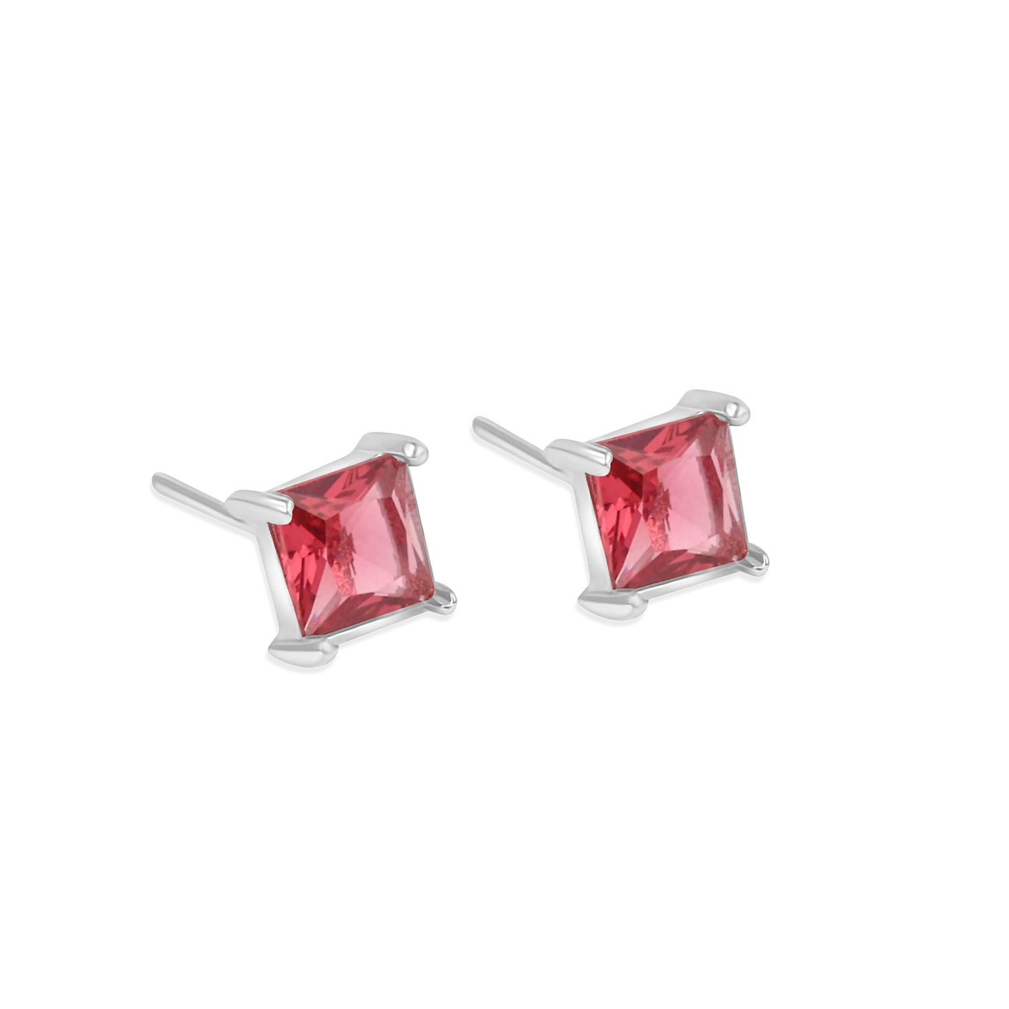 Princess Cut Red Stone Stud Earrings | Elegant Minimal Jewellery for Women - BELARIC