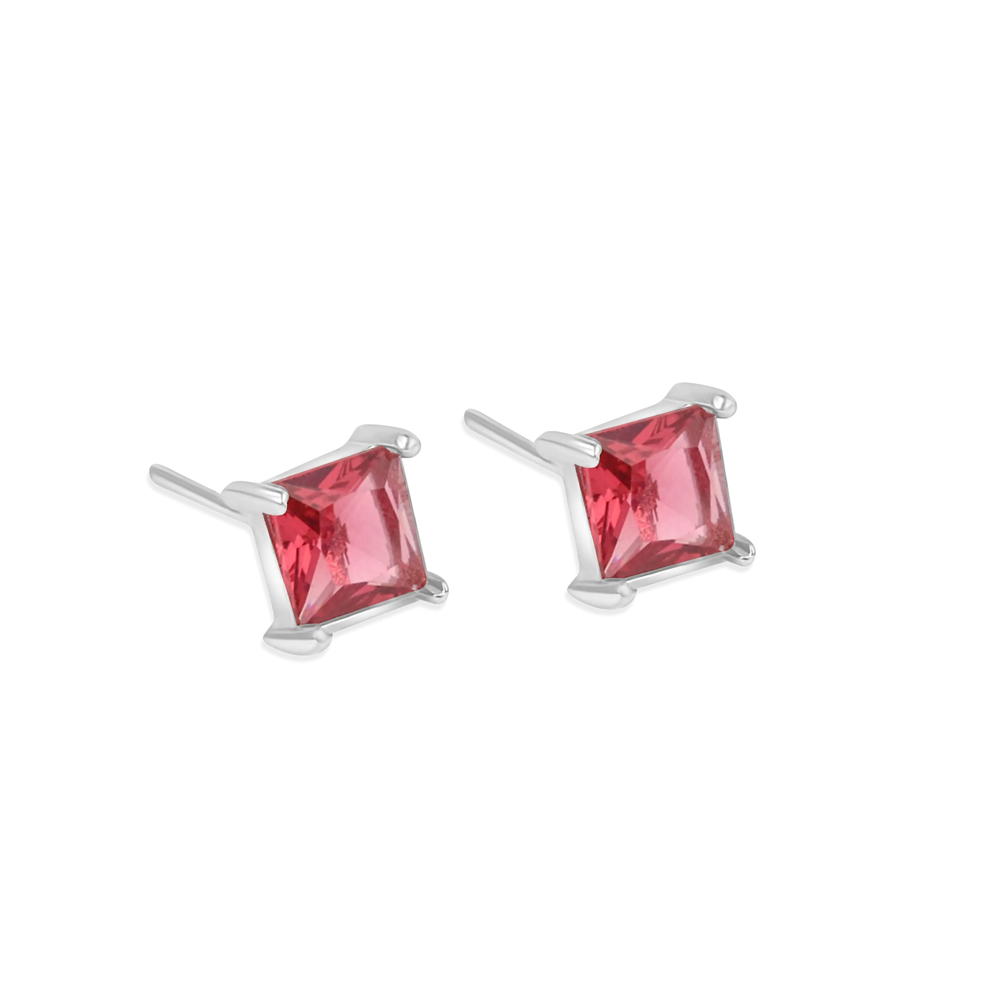 Princess Cut Red Stone Stud Earrings | Elegant Minimal Jewellery for Women - BELARIC