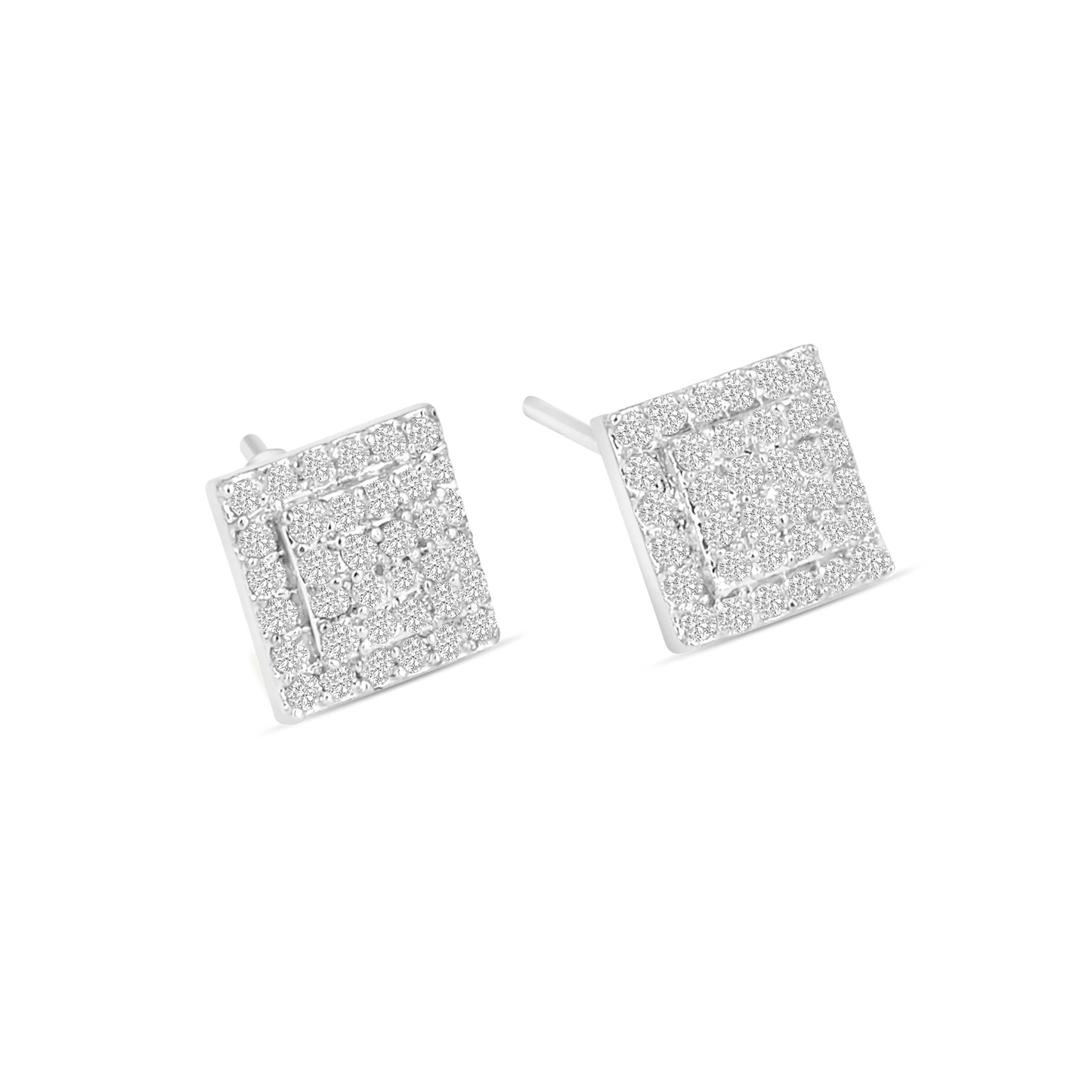 Square CZ Diamond Stud Earrings | Sparkling Geometric Earrings for Women - DZOIR