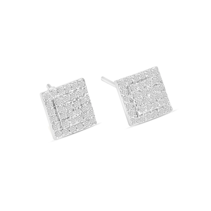 Square CZ Diamond Stud Earrings | Sparkling Geometric Earrings for Women - DZOIR