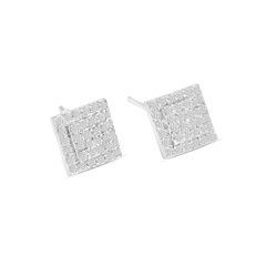Square CZ Diamond Stud Earrings | Sparkling Geometric Earrings for Women - DZOIR