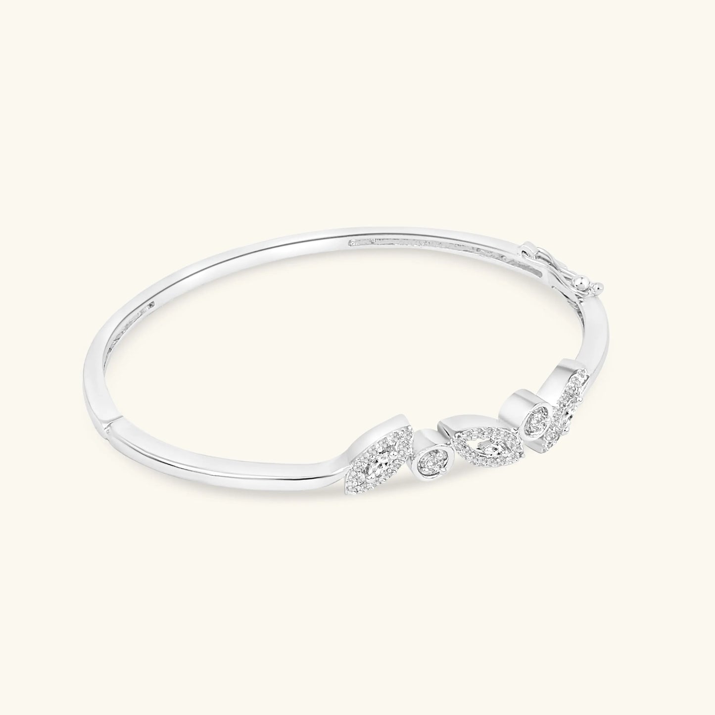 Silver Crystal Bangle Bracelet - BELARIC