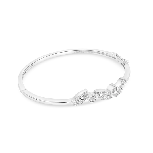 Silver Crystal Bangle Bracelet - BELARIC