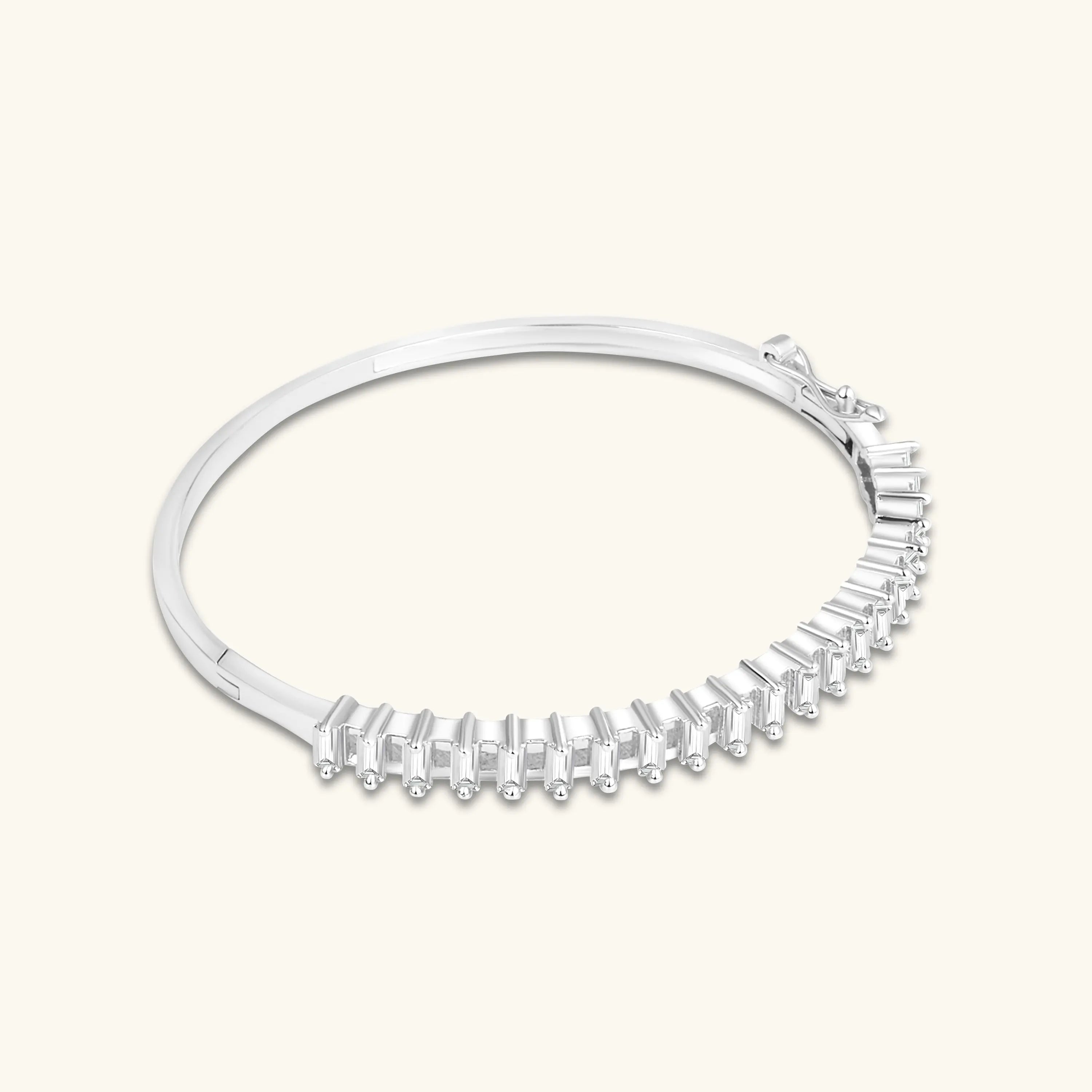 Silver-Plated Baguette CZ Stone Bracelet | Modern & Elegant Jewellery for Women & Girls - DZOIR