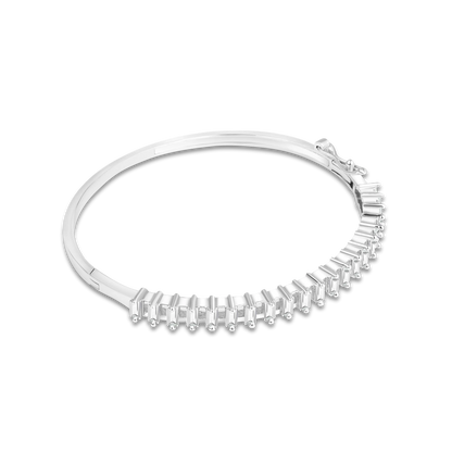 Silver-Plated Baguette CZ Stone Bracelet | Modern & Elegant Jewellery for Women & Girls - BELARIC