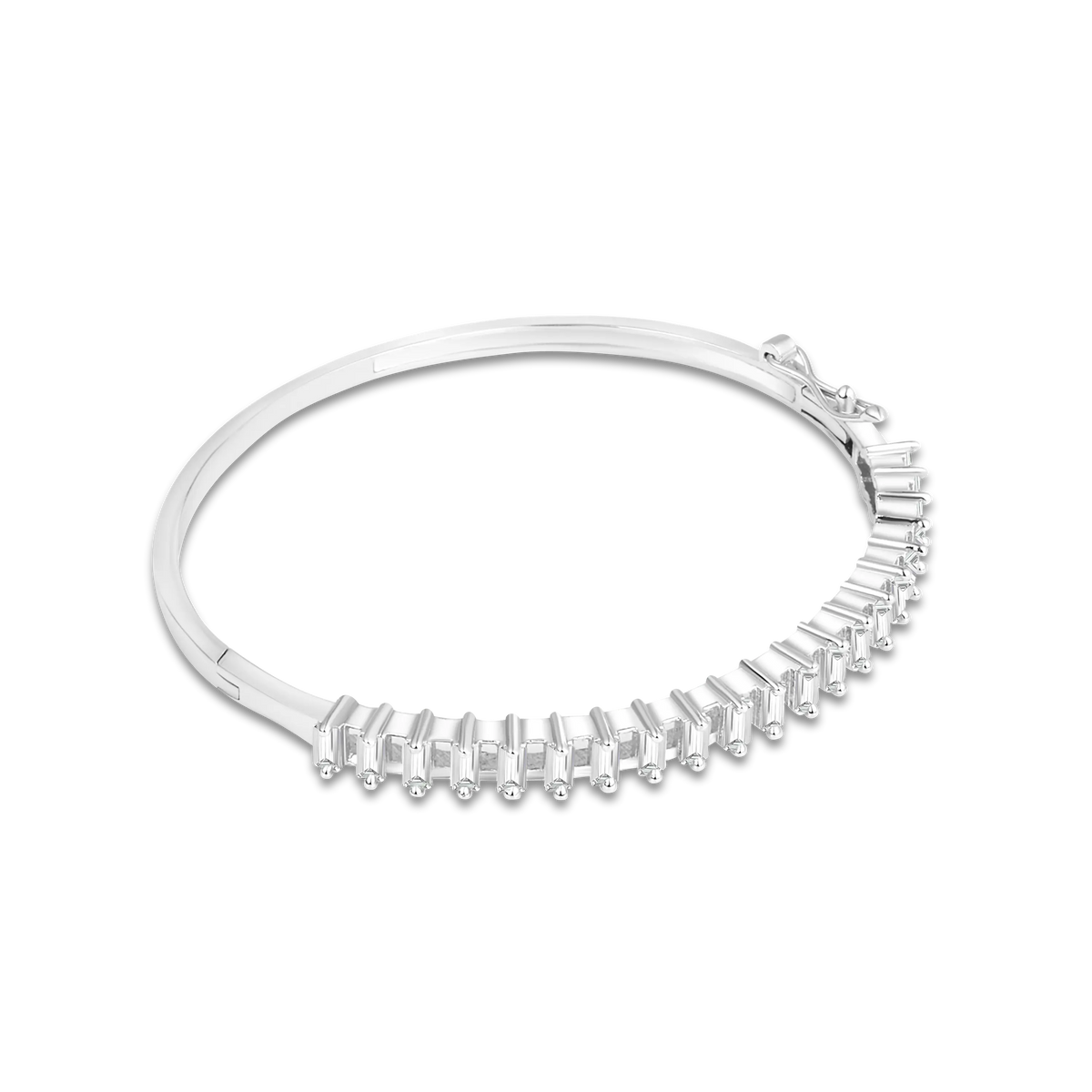 Silver-Plated Baguette CZ Stone Bracelet | Modern & Elegant Jewellery for Women & Girls - DZOIR