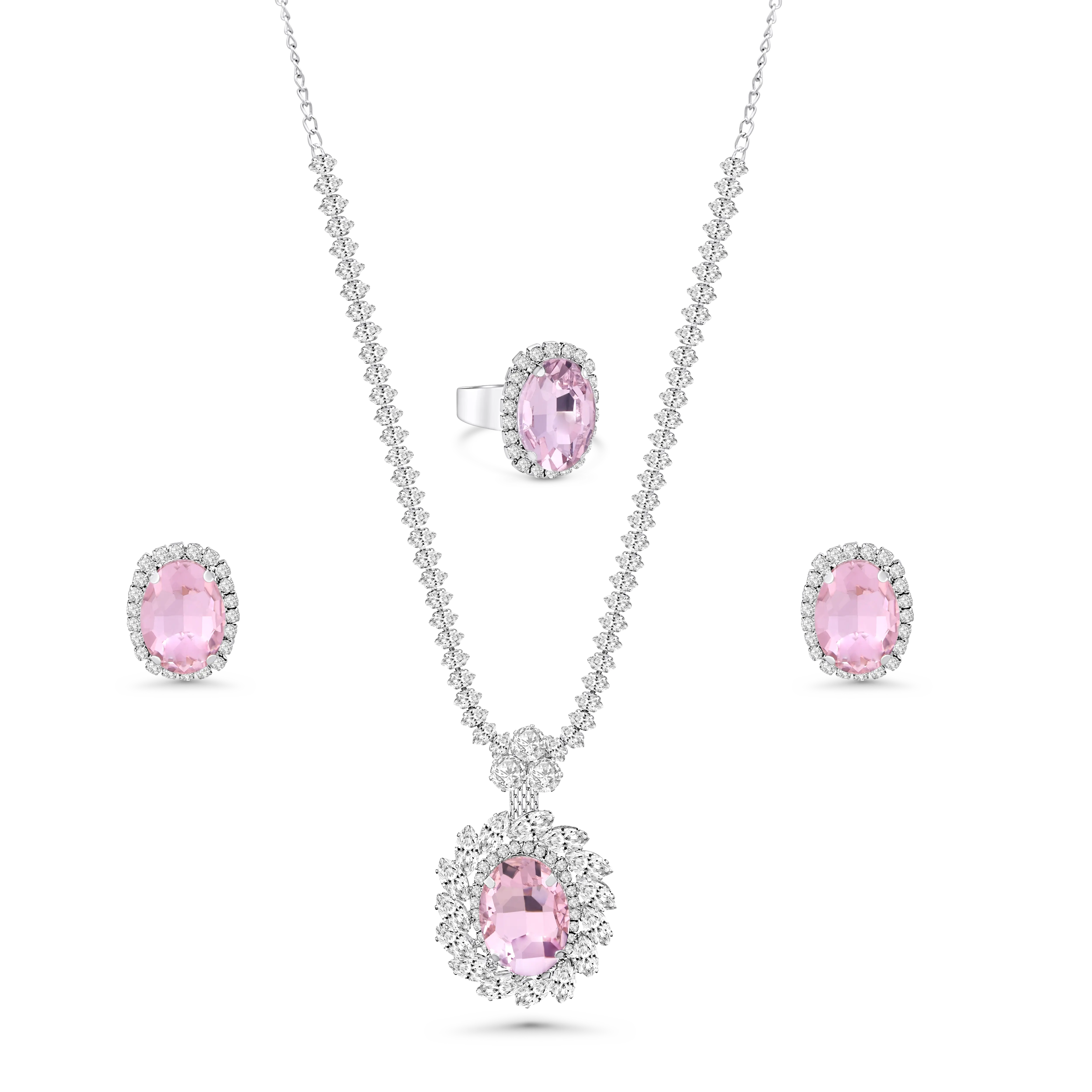 Necklace Set for Women | Beaded Necklace | Women Necklace Set | Pearl Long Necklace | Long Necklace for Women | Stylish Necklace for Women | Jewellery Set for Women with Earrings and Finger Rings (PINK) - DZOIR