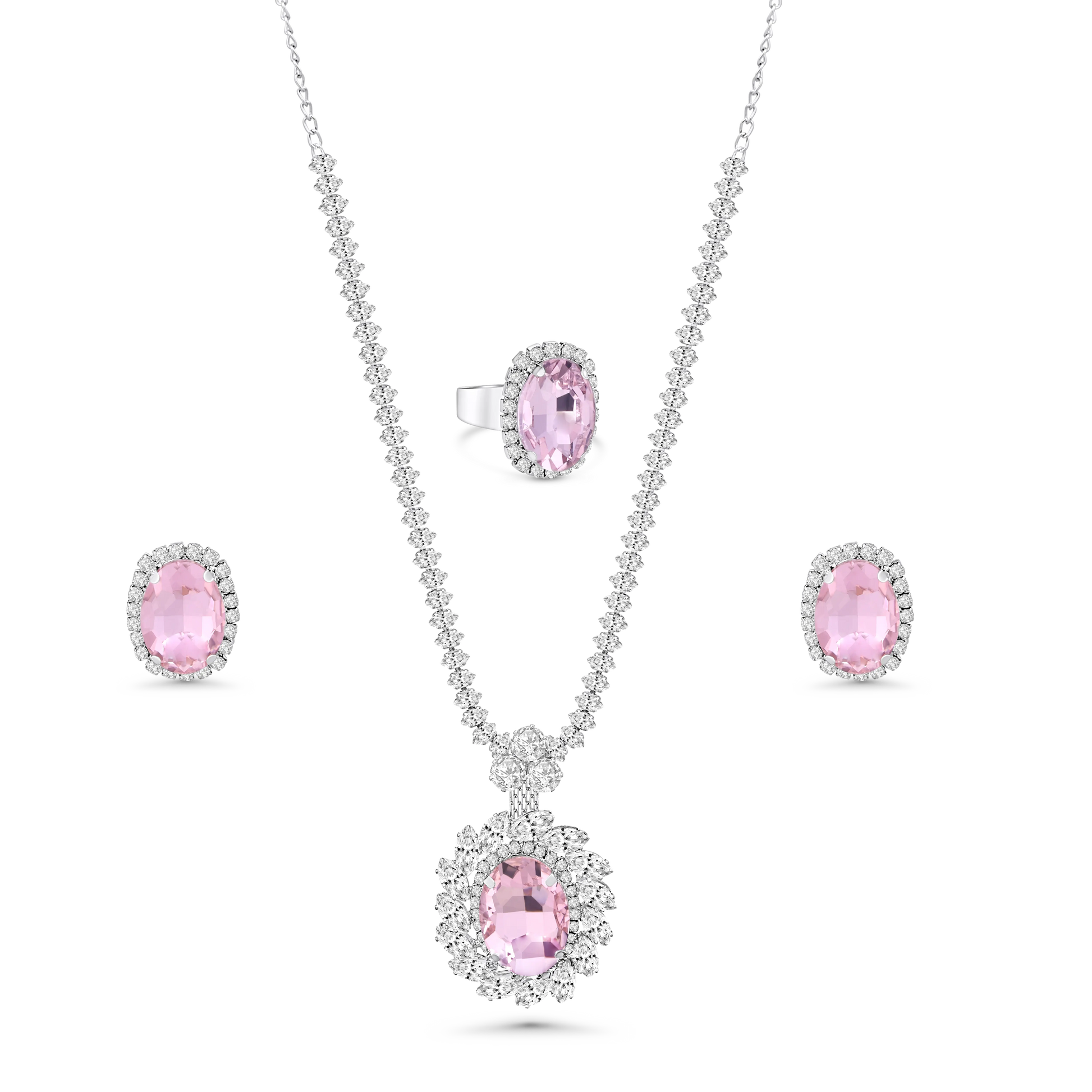 Pink Pearl Beaded Necklace Set - BELARIC