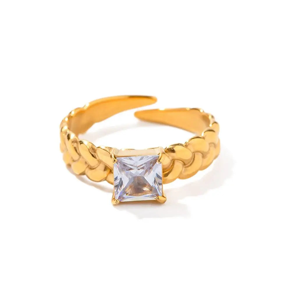 Gold Chain Link CZ Ring - BELARIC