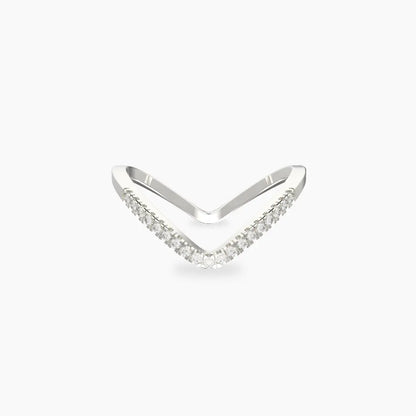 Silver-Plated V-Shaped CZ Ring for Women – Elegant Stackable Chevron Band, Dainty Minimalist Jewelry - DZOIR