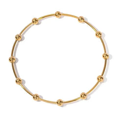 Minimalist Gold Beaded Bangle – Elegant Demi fine Bracelet for Women - DZOIR