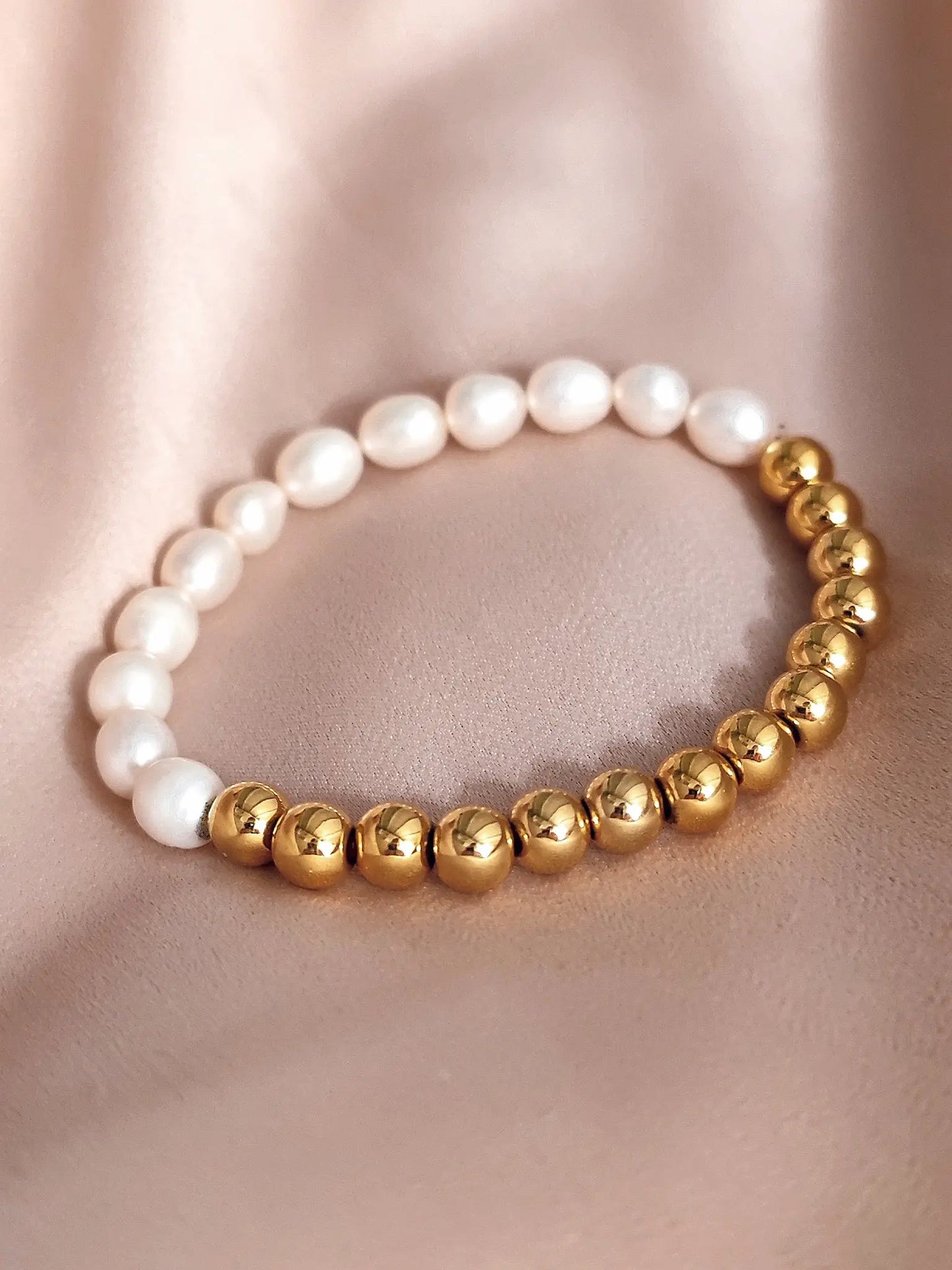 Gold Pearl Beaded Bracelet - BELARIC