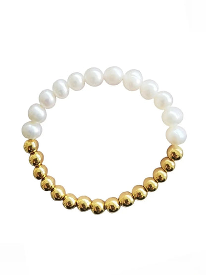 Gold Pearl Beaded Bracelet - BELARIC