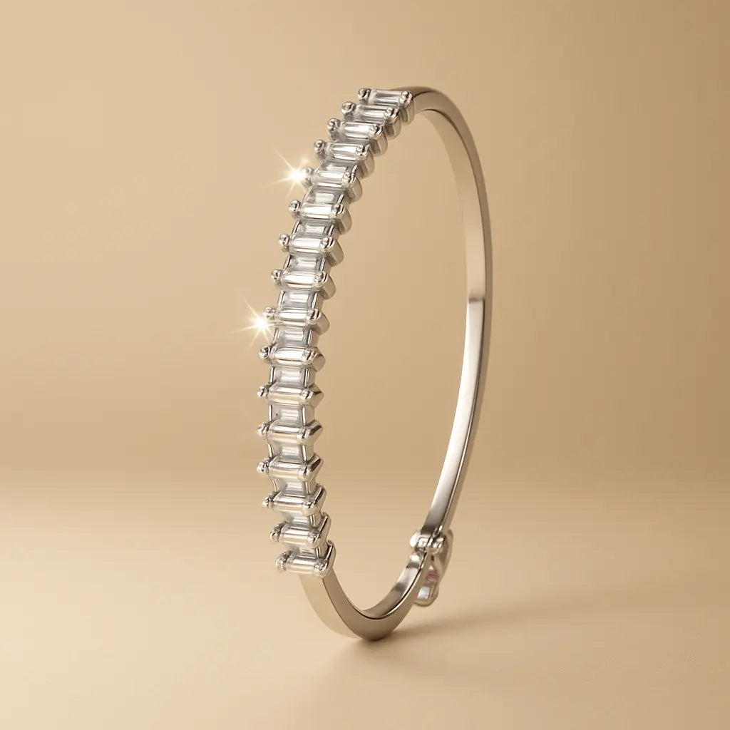 Silver Baguette CZ Bracelet - BELARIC