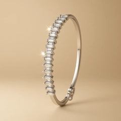 Silver-Plated Baguette CZ Stone Bracelet | Modern & Elegant Jewellery for Women & Girls - DZOIR