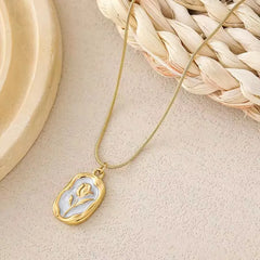 Elegant Gold-Plated Tulip Flower Pendant Necklace for Women | Dainty Minimalist Jewelry
