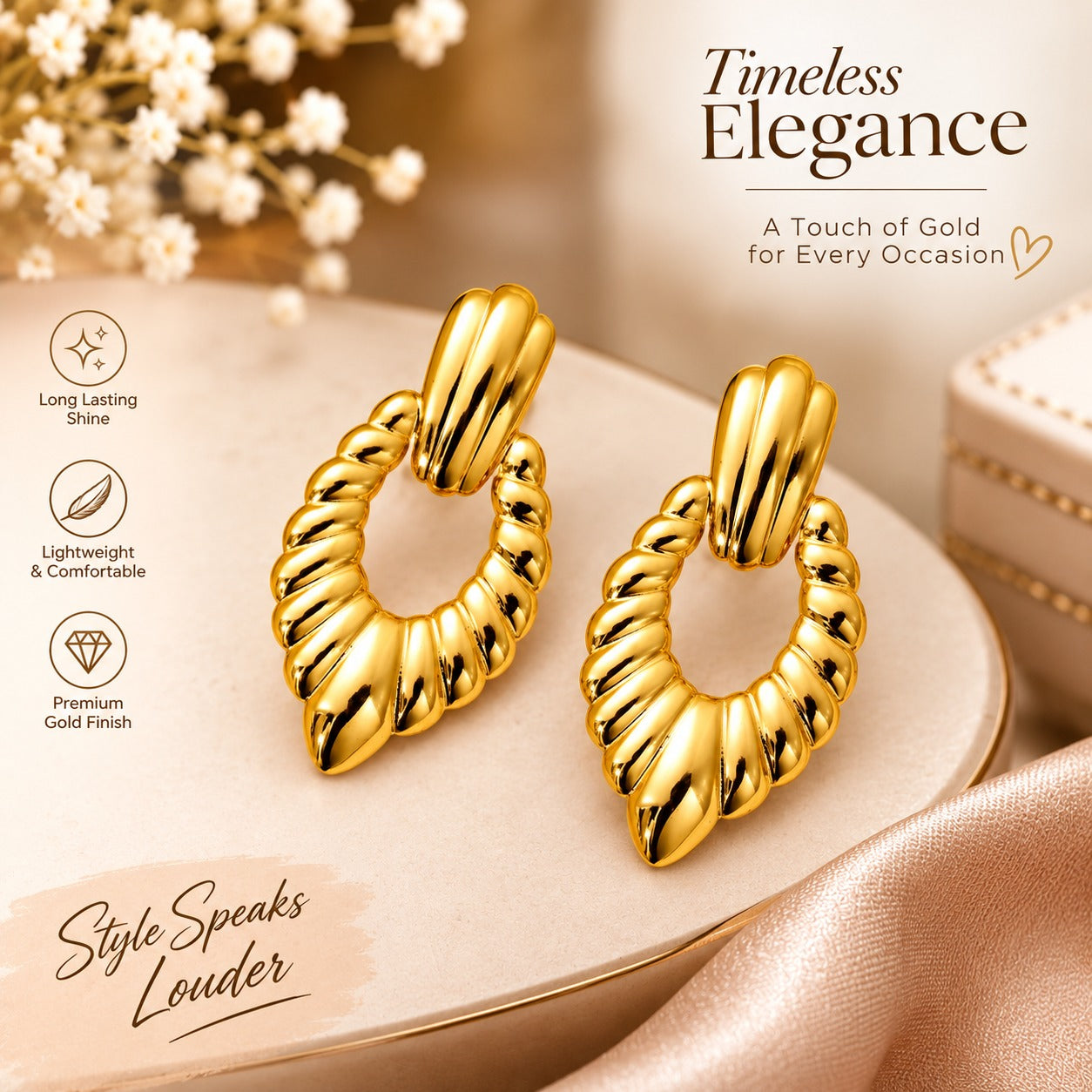 Gold Twisted Hoop Earrings