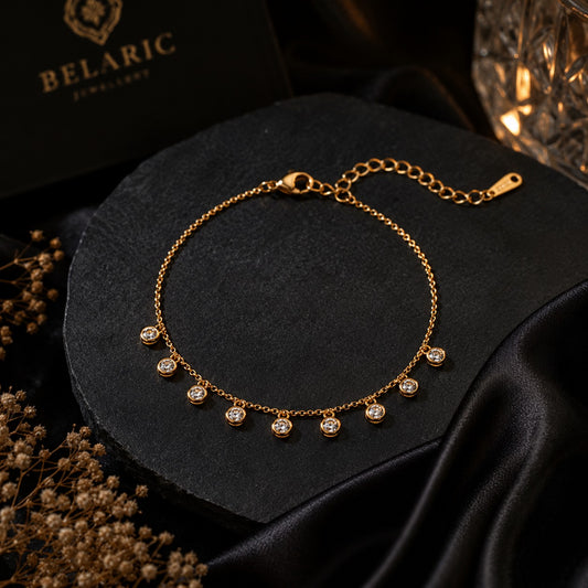 Gold crystal charm bracelet lifestyle view - BELARIC