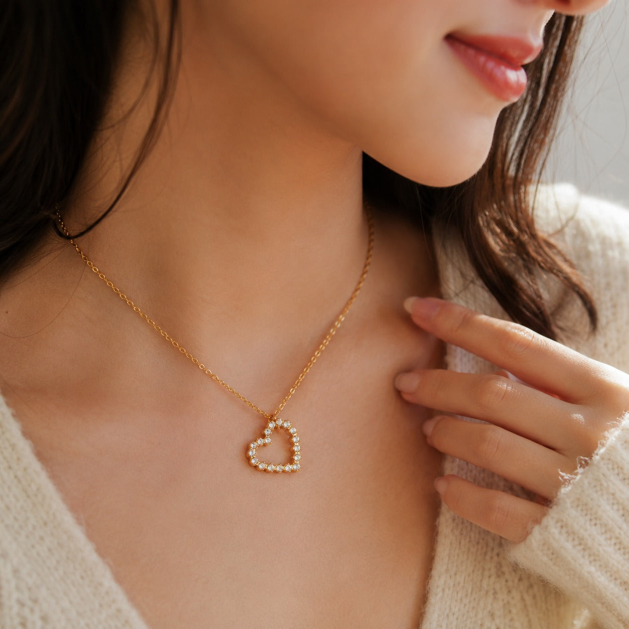Gold-plated Amora heart necklace for women - BELARIC