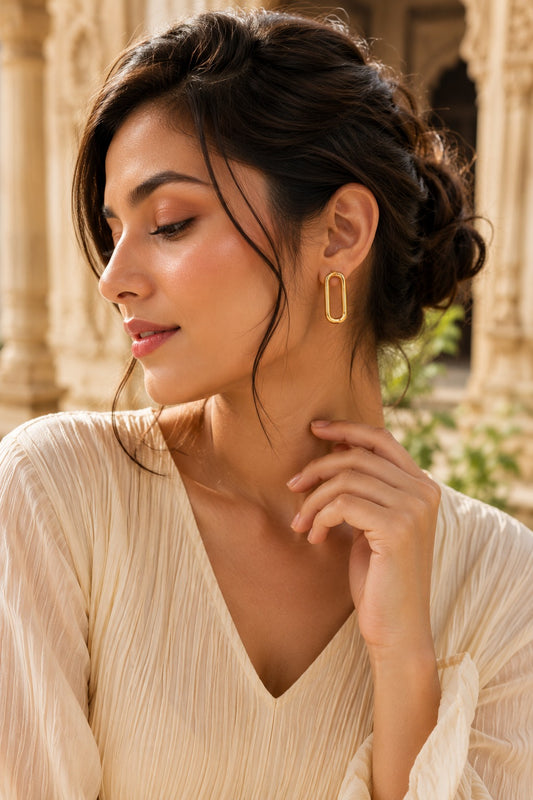 Gold Oval Hoop Earrings