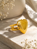 Gold Heart Locket Ring