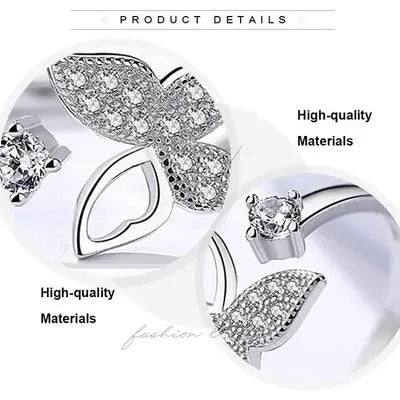 Silver Butterfly Adjustable Ring - BELARIC