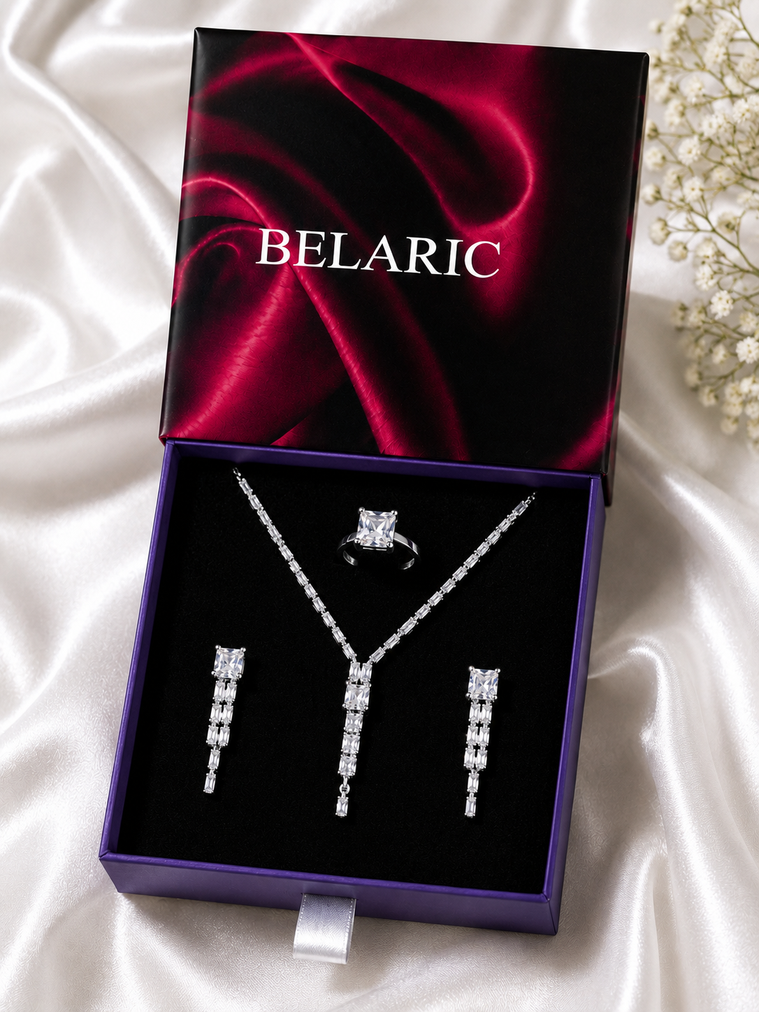 Silver CZ Necklace Set